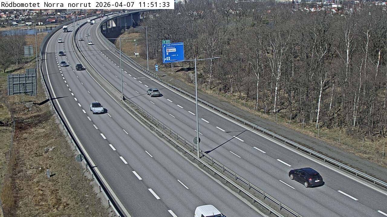 Rödbomotet Norra — Kameran är placerad på E6 vid Rödbomotet och är riktad mot Kungälv.
