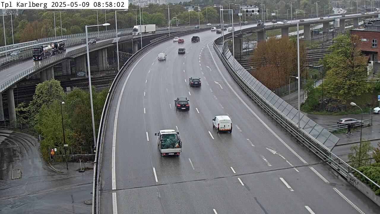 Trafikkamera - Essingeleden, Fredhäll, söderut.