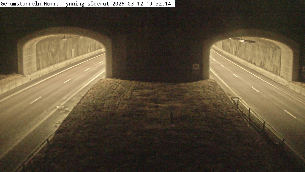 Vägkamera Gerumstunneln Norra mynning söderut – Tanums kommun, Västra Götalands län